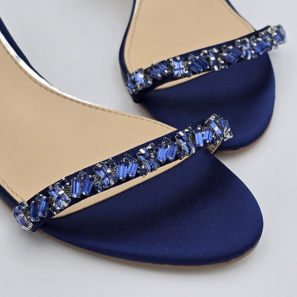 Jewel Badgley Mischka Dagny Strappy Low Block Heel Sandals, Navy Blue, Women 9.5 - Picture 2 of 16
